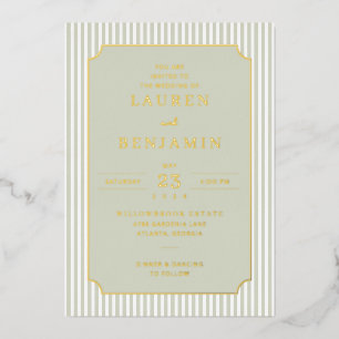 Invitation En Aluminium Carton d'invitation formel vert pastel élégant