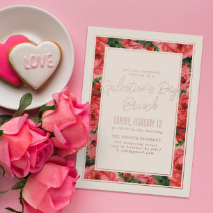Invitation En Aluminium Carton d'invitation Galentine's Day à cadre de ros