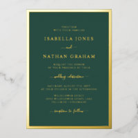 Cartons d'invitation de mariage en feuille d'or ve