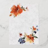 Invitation En Aluminium Cascade orange et bleu mariage floral (Verso)