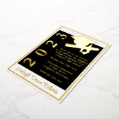 Invitation En Aluminium Casquette & Diplôme, Blanc, Noir & Or (Rotation)