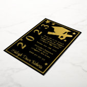 Invitation En Aluminium Casquette, Diplôme, Étoiles Black & Gold Graduatio (Rotation)