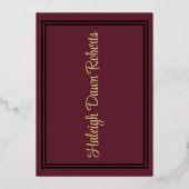 Invitation En Aluminium Casquette, Diplôme & Etoiles, Maroon, Noir & Or (Verso)