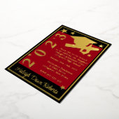 Invitation En Aluminium Casquette, Diplôme & Étoiles, Rouge, Noir & Or (Rotation)