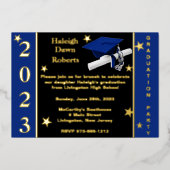 Invitation En Aluminium Casquette, Diplôme & Etoiles, Royal Blue, Black &  (Recto)