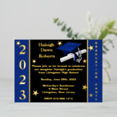 Invitation En Aluminium Casquette, Diplôme & Etoiles, Royal Blue, Black &  (Debout devant)