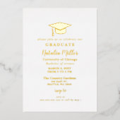 Invitation En Aluminium Casquette d'or Graduation simple (Recto)