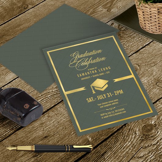 Invitation En Aluminium Casquette d'or Sage Green ID834