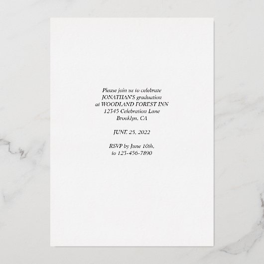 Invitation En Aluminium Casquette photo Black Gold moderne (Verso)