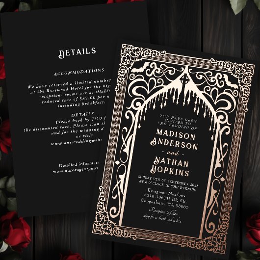 Invitation En Aluminium Cathédrale gothique Vampire Mariage All-In-One