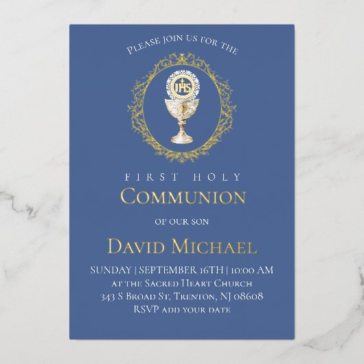 Invitation En Aluminium catholic first communion Eucharist (Recto)