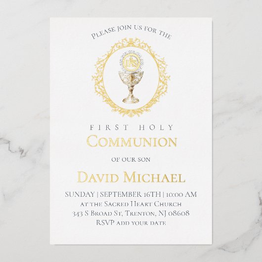 Invitation En Aluminium catholic first communion Eucharist (Recto)