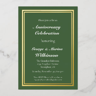 Invitation En Aluminium Célébration d'anniversaire de mariage 50ème vert