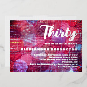 Invitation En Aluminium Célébration d'anniversaire trente ans rose rouge v