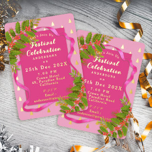 Invitation En Aluminium Célébration de festival Noël Rose 