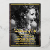 Invitation En Aluminium Célébration de la vie | Noir funéraire (Recto)