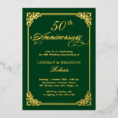 Invitation En Aluminium Célébration de Mariage Cadre Élégant Vert Or Métal (Recto)