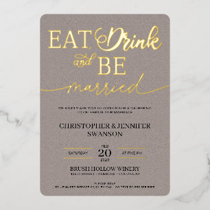 Invitation En Aluminium Célébration de mariage : Manger, Boire et être Mar