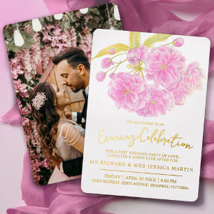 Invitation En Aluminium Célébration de soirée de printemps à fleurs roses