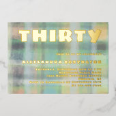 Invitation En Aluminium Célébration de trente ans pastel vert gris or (Recto)