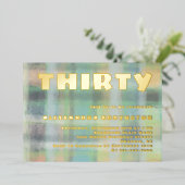 Invitation En Aluminium Célébration de trente ans pastel vert gris or (Debout devant)
