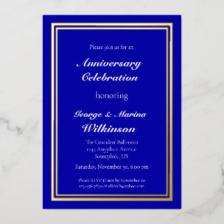 Invitation En Aluminium Célébration des 50 ans de mariage bleu