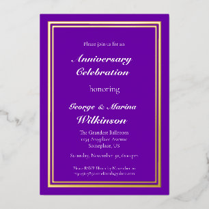 Invitation En Aluminium Célébration des 50 ans de mariage violet