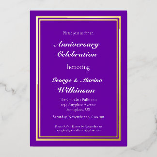 Invitation En Aluminium Célébration des 50 ans de mariage violet