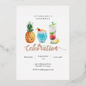 Invitation En Aluminium Célébration d'été Cocktail bleu Anniversaire (Recto)