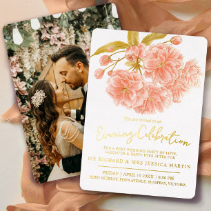 Invitation En Aluminium Célébration d'or du soir de printemps de fleur de