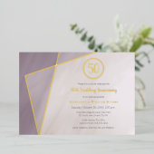 Invitation En Aluminium célébration du 50e anniversaire cadre doré prune m (Debout devant)