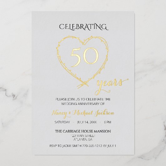 Invitation En Aluminium Célébration du 50ème anniversaire Photo (Recto)