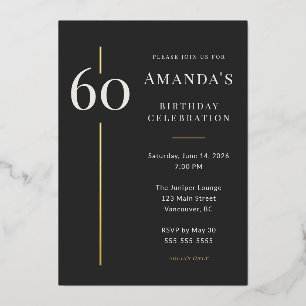 Invitation En Aluminium Célébration du 60e anniversaire Black Gold Milesto