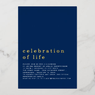 Invitation En Aluminium Célébration Minimaliste De La Vie Déjeuner Navy Ré