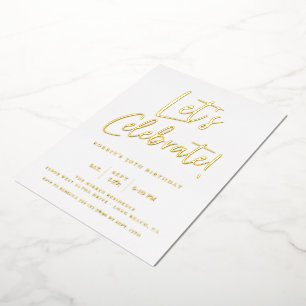 Invitation En Aluminium Célébrons le script bleu moderne Anniversaire