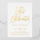 Invitation En Aluminium Célébrons le script bleu moderne Anniversaire (Recto)