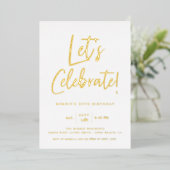 Invitation En Aluminium Célébrons le script bleu moderne Anniversaire (Debout devant)