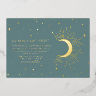 Invitation En Aluminium céleste minuit sage or étoiles Mariage