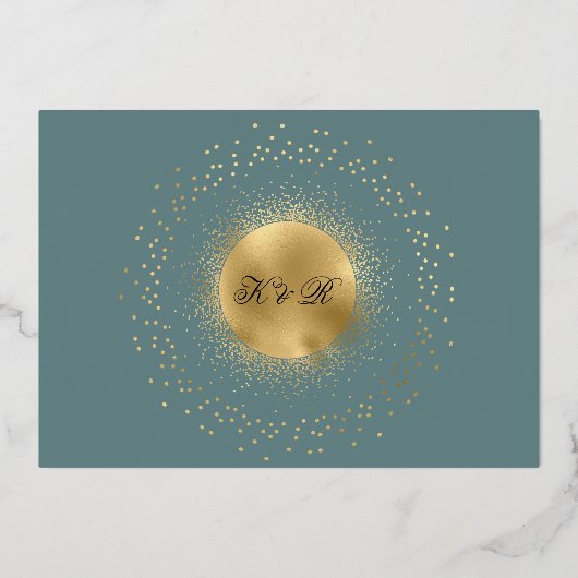 Invitation En Aluminium céleste minuit sage or étoiles Mariage (Verso)