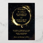 Invitation En Aluminium Céleste Moody Whimsical Elegant Mariage Or (Recto)