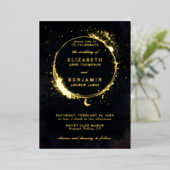 Invitation En Aluminium Céleste Moody Whimsical Elegant Mariage Or (Debout devant)