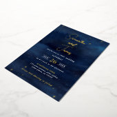 Invitation En Aluminium Céleste nuit Ciel Soirée Mariage Bleu & Or (Rotation)