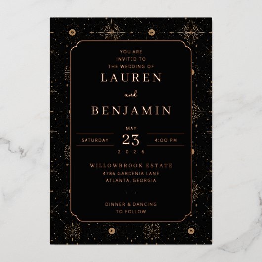 Invitation En Aluminium Celestial Romance Wedding (Recto)