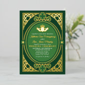 Invitation En Aluminium Celtic Knot Claddagh Shamrock Wedding Green  (Debout devant)