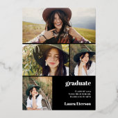 Invitation En Aluminium Cercle boho moderne noir chic 5 photos graduation (Verso)