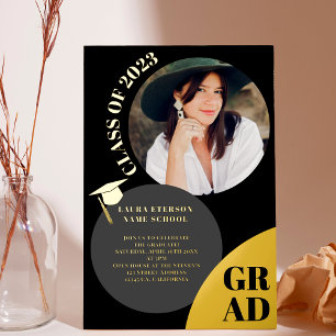 Invitation En Aluminium Cercle boho moderne noir chic 5 photos remise de d
