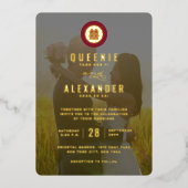 Invitation En Aluminium Cercle rouge double bonheur photo Mariage chinois (Recto)