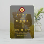 Invitation En Aluminium Cercle rouge double bonheur photo Mariage chinois (Debout devant)