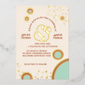 Invitation En Aluminium Cercles super Peach Ampersand Retro Mariage Gold (Recto)