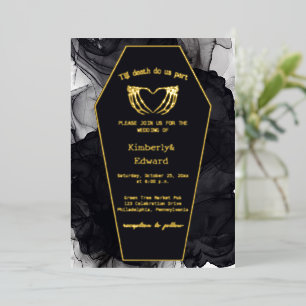 Invitation En Aluminium Cercueil élégant noir gothique mariage Halloween